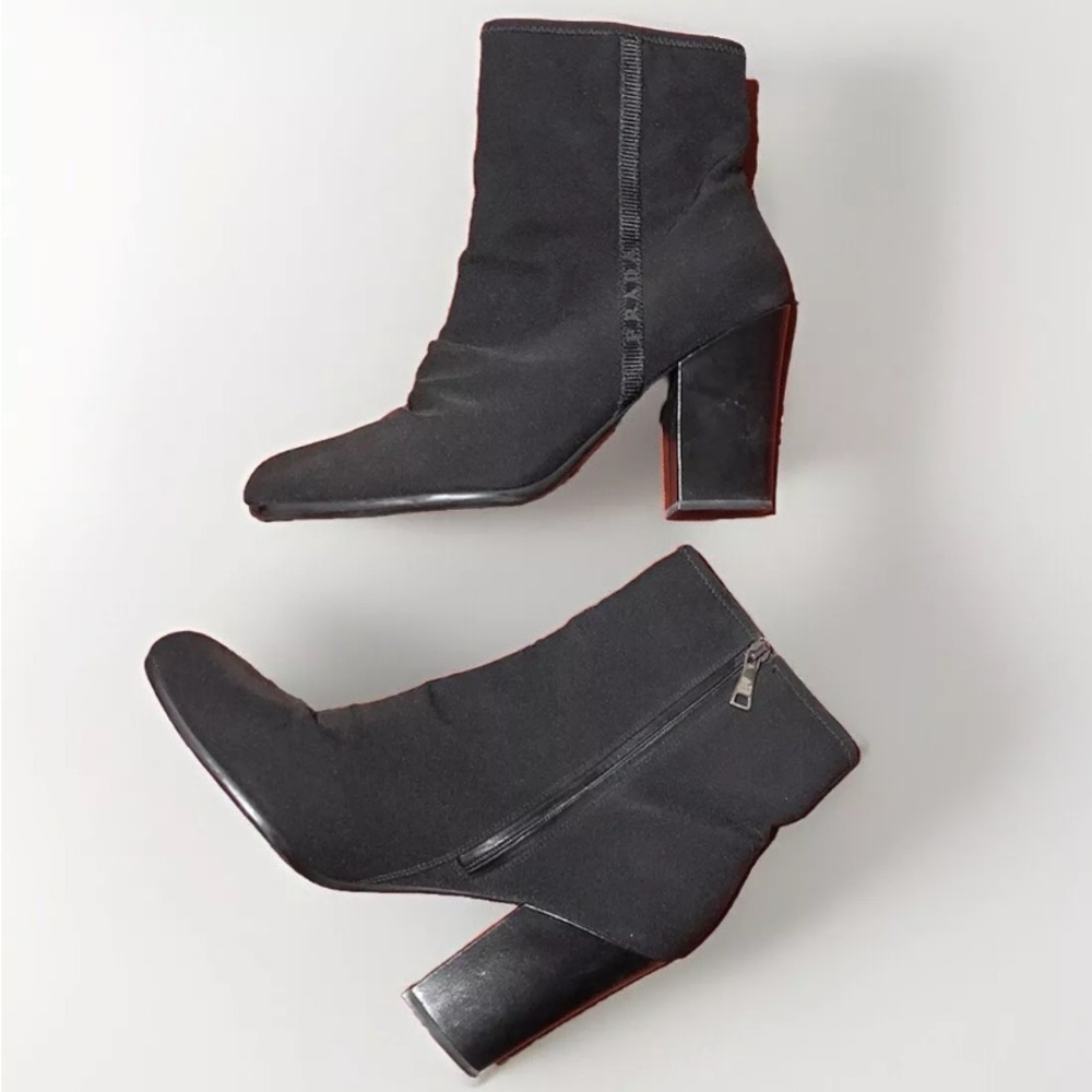PRADA Italy Black Nylon Ankle Booties Side Zip Logo 3T4979 Size EU 40/ US 9.5
